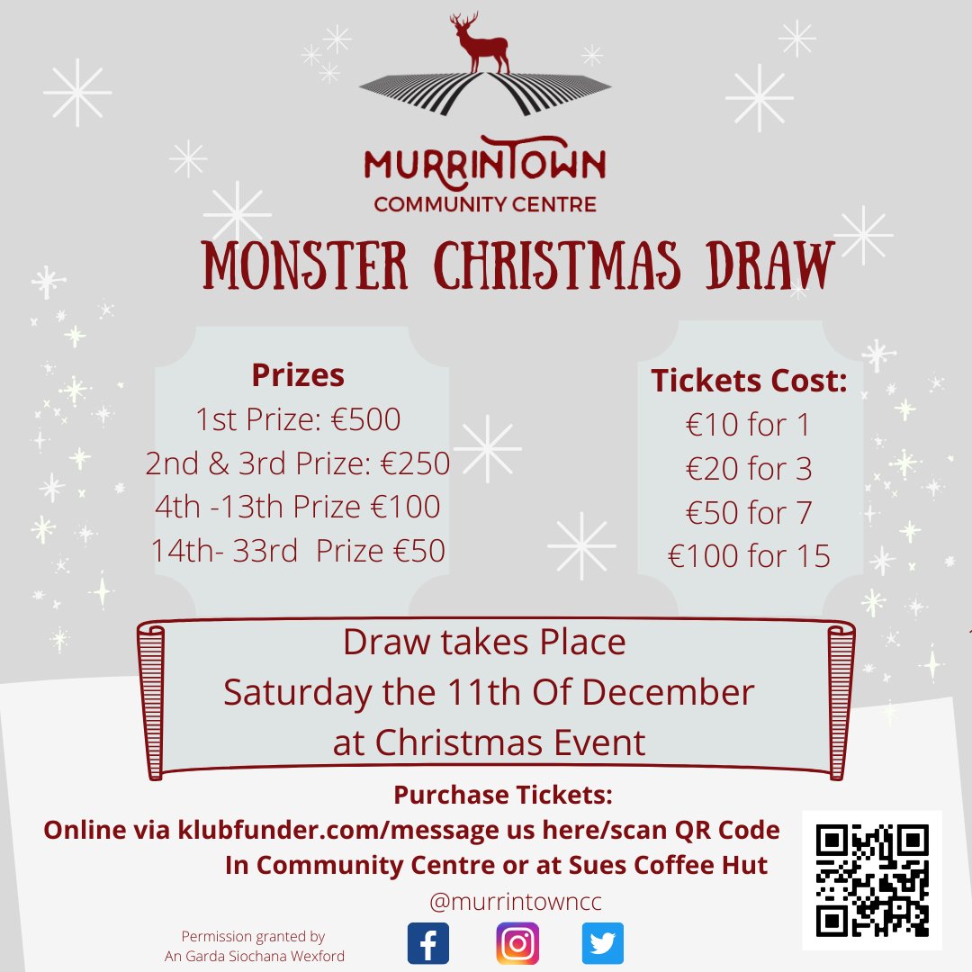 murrintowncc's tweet photo. Ticket's are now available to purchase from community centre, @sues coffee,online via https://t.co/O1inV9Xr6t
#community #Christmas2021 #fundraising https://t.co/TvRti4jTEo