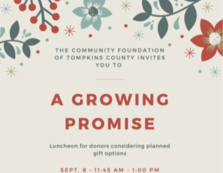 As we wrap up Make-A-Will month, we would like to remind everyone that A Growing Promise, our next philanthropy opportunity event is tomorrow, 9/8! Join us for a conversation with Marcie Finlay from Coughlin &amp; Gerhart LLP.
Register now! 
cftompkins.org/news-and-event…