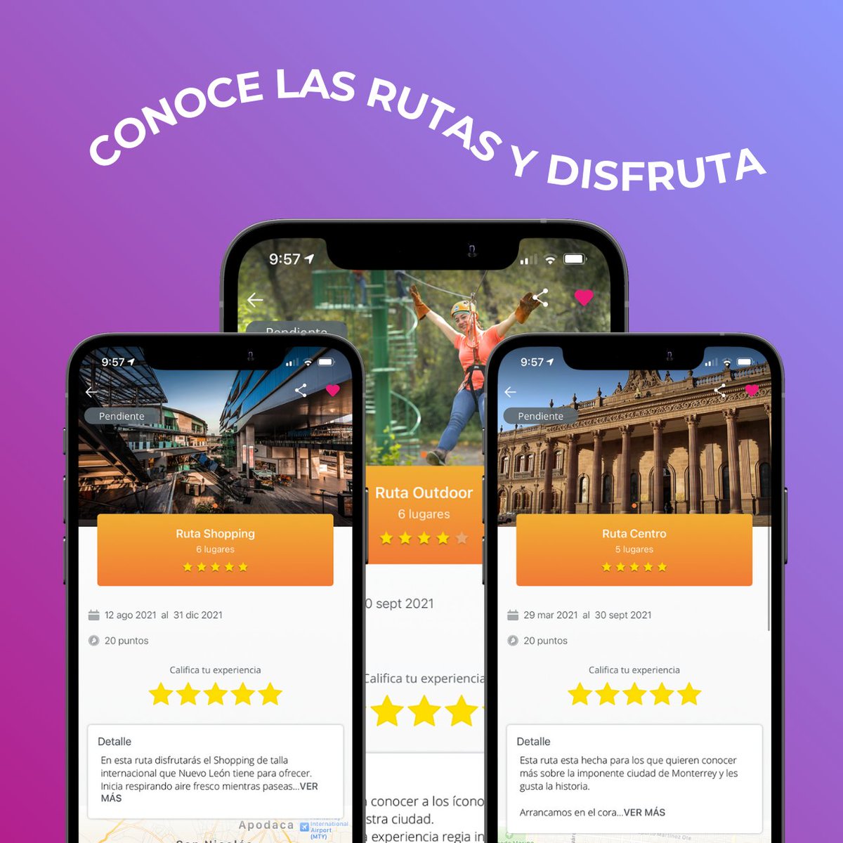 ¿Conoces las rutas? 👀

⭐️ Sí lo tuyo es descubrir los lugares más emblemáticos, entonces la #Ruta Centro es para tí.
⛰ Sí te emociona la aventura, no te puedes perder la #Ruta Outdoor.
🛍 Pero sí lo tuyo son las compras, la #Ruta Shopping tiene los mejores centros para ti.