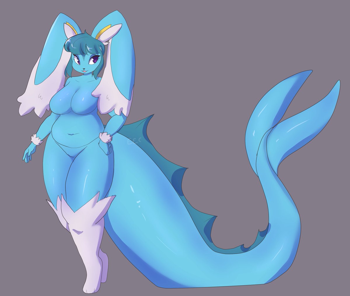 Full drawing!!! i really loved her desing...i just added a little twist :3 Vaporeon...
