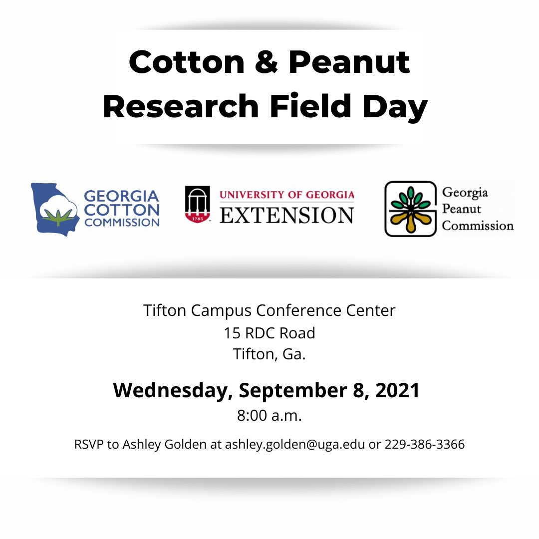 Reminder: The Cotton &amp; Peanut Field Day is tomorrow, Sept. 8 in Tifton. See you there!