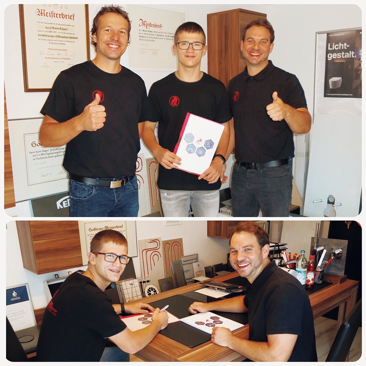 KoeppelGmbH's tweet photo. Herzlichen Willkommen in unserem Team!
🔥💪
Gesucht und gefunden ->
 Hände mit Köpfchen ☑️
🔥💪
Wir freuen uns auf die kommenden Jahre!
🔥💪
#ausbildung #azubi #team #azubis #start #teamwork #teamkoeppel #wirheizeneuchein #handwerk #willkommen #stolz #wirsindfüreuchda https://t.co/l5uBzlpZcU
