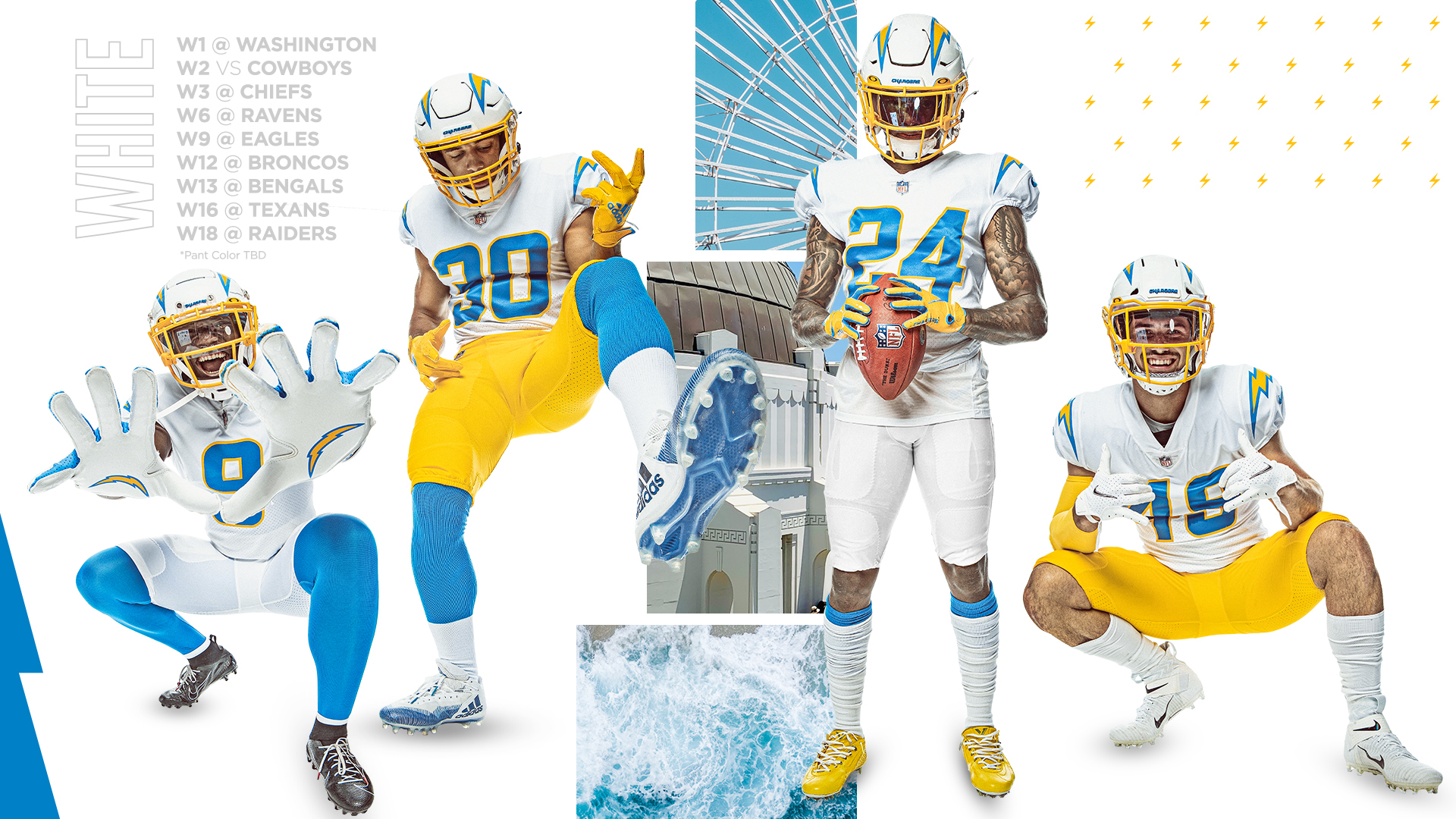 ⚡️ Los Angeles Chargers (LAC) Uniform Tracker ⚡️ on Twitter: Heading into  TNF vs KC, @Chargers' 2021 uniform matrix. Bolts are 6-4 (0-2 road, 6-2  home; 5-1 w/white, 1-3 w/gold) wearing powder