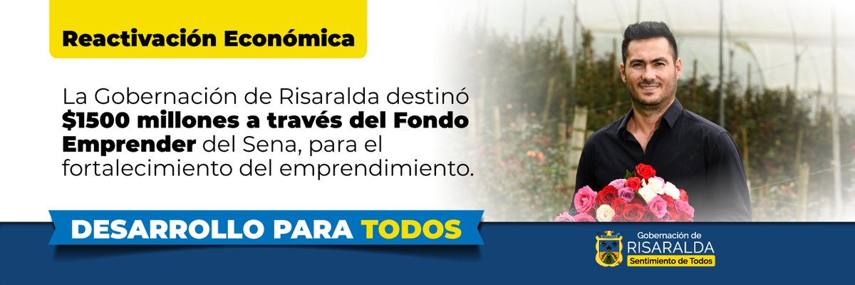 gestionymas's tweet photo. La reactivación económica es sentimiento de todos.
La Gobernación de Risaralda, en alianza con el Sena, destinó $1500 millones a través del Fondo Emprender para el fortalecimiento del emprendimiento en el departamento.
#GobernacióndeRisaralda
#SentimientodeTodos. https://t.co/OJyfG6LOPA