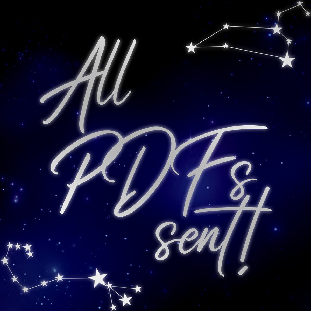 All PDFs are sent out! Please check your spam folder and reach out to starlightshinies@gmail.com if you haven’t received yours. We hope you have fun reading!
