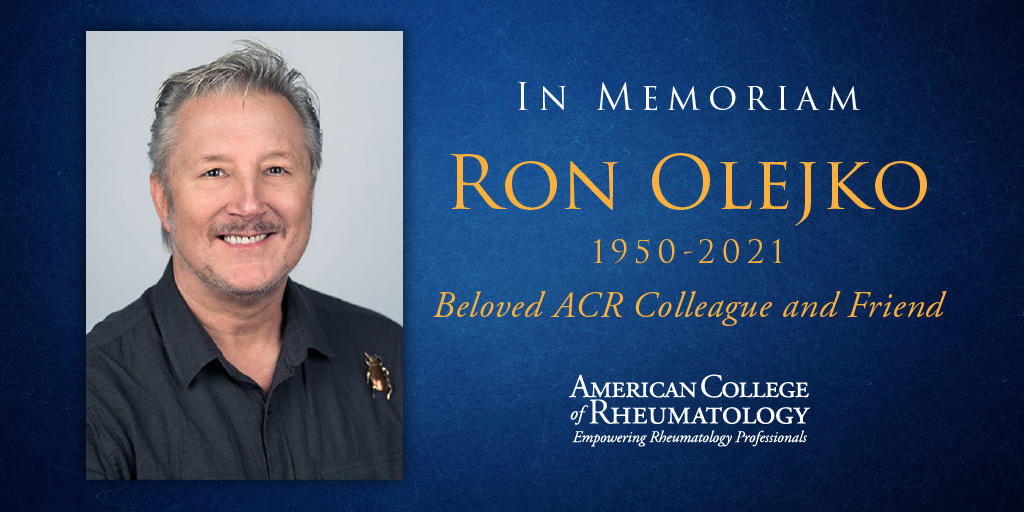 Longtime beloved ACR staff member Ron Olejko, who retired in 2018 after over 40 years of service, passed away over the weekend after battling bladder &amp; kidney cancer. Ron had a vibrant personality &amp; a zest for life &amp; he will be greatly missed by many → acr.tw/3zS9L97