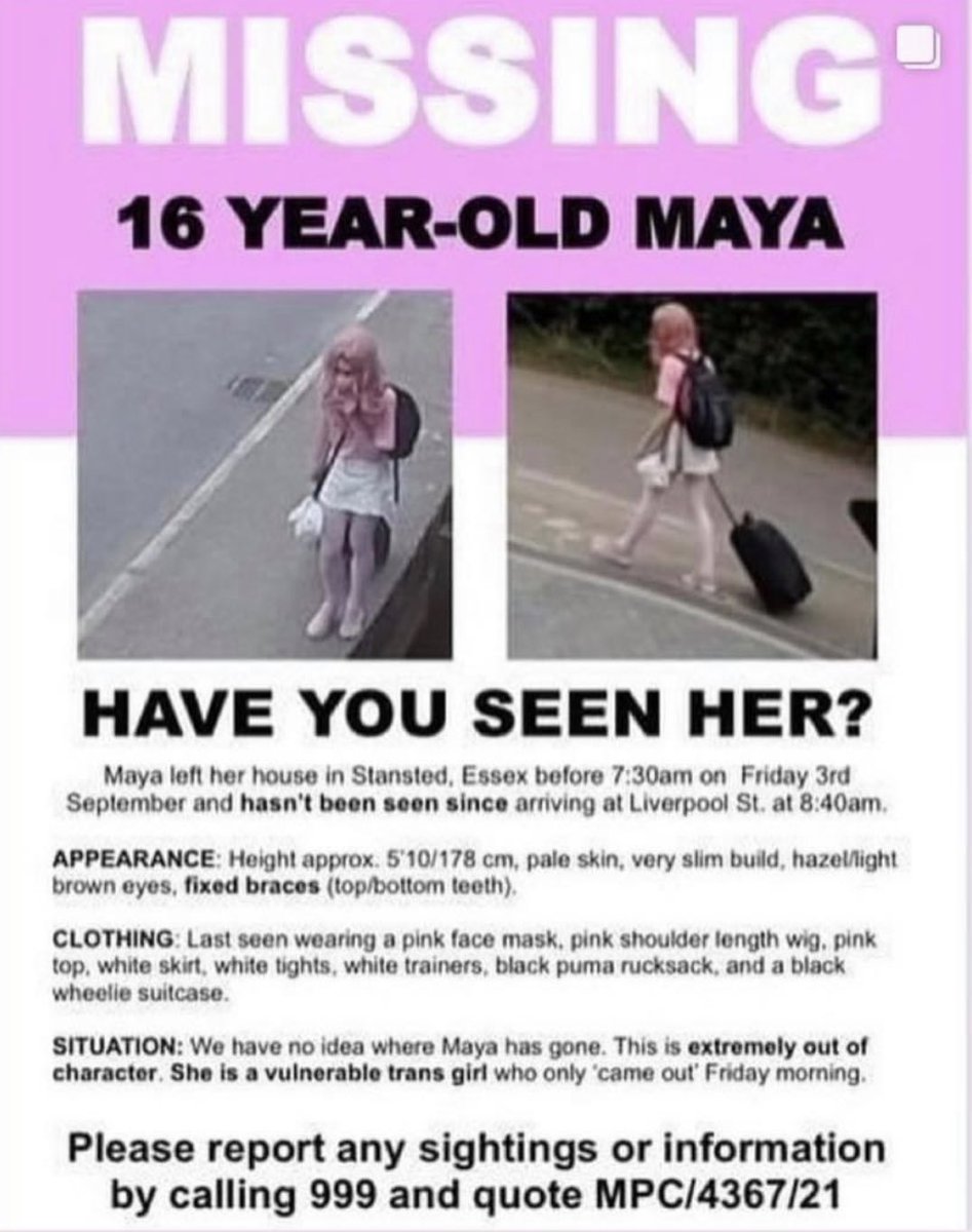 transradiouk's tweet photo. Please share and help find Maya https://t.co/WlXhqwI7du
