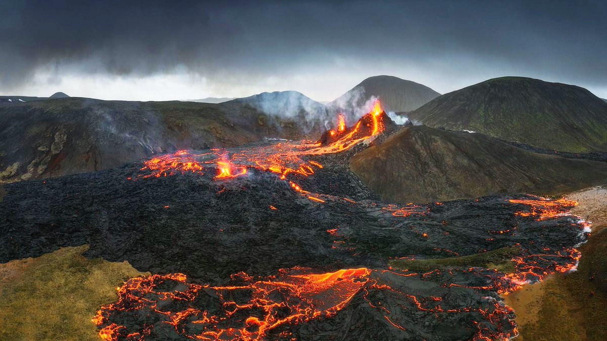 Aerial photo of Geldingadalur eruption in Iceland