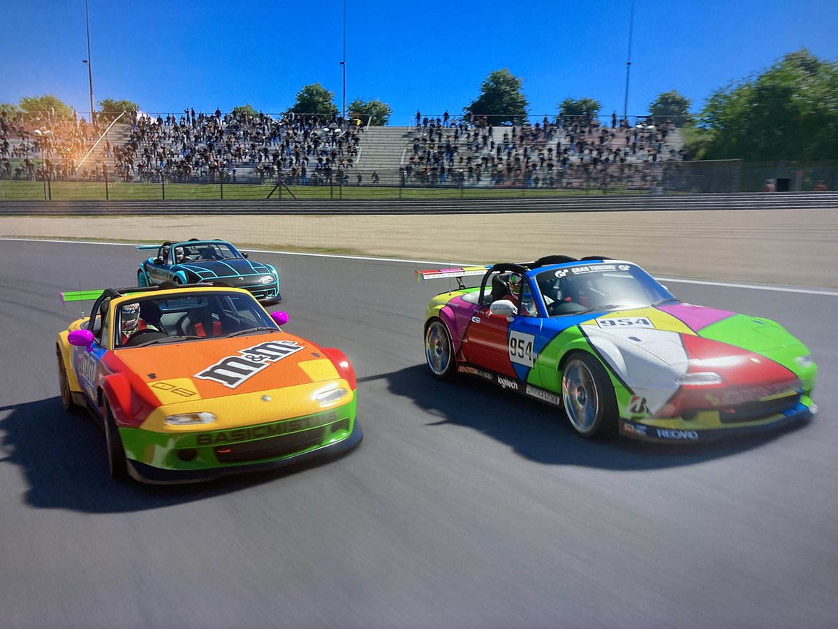 NobleF1's tweet photo. Big thanks to @RacingStrawbz for a great @thegranturismo championship night tonight. Two wins in the M&amp;Ms Mazda not enough for the title, but epic close racing all night. Congrats to @nine_five_4 for winning the big Cup!! Shall we do it again soon? https://t.co/WLZlGzUrOj
