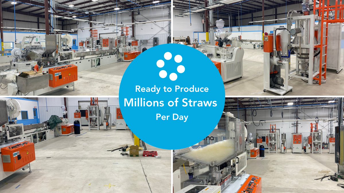 evanesceinc's tweet photo. Exciting news! Our South Carolina manufacturing facility has been busy gearing up to produce 1,000,000 #compostablestraws PER DAY per line. Free from harmful #plastics, our high-quality #PLA #straws are better than plastic, cheaper than paper and proudly #madeinUSA! https://t.co/uwxHptPQDM