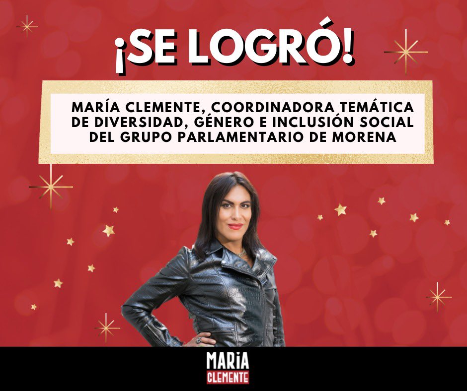 TabascoSexual's tweet photo. Felicitaciones a la Diputada Federal @MaríaClementeMX que el día de hoy fue electa como integrante de la Mesa Directiva del Grupo Parlamenario de #Morena, como Coordinadora de Diversidad, Género e Inclusión Social ¡Si se pudo! #LGBTTTICorazón 
#DiverSex2021 #MorenaDiversexNal https://t.co/wUt1PsLAFi