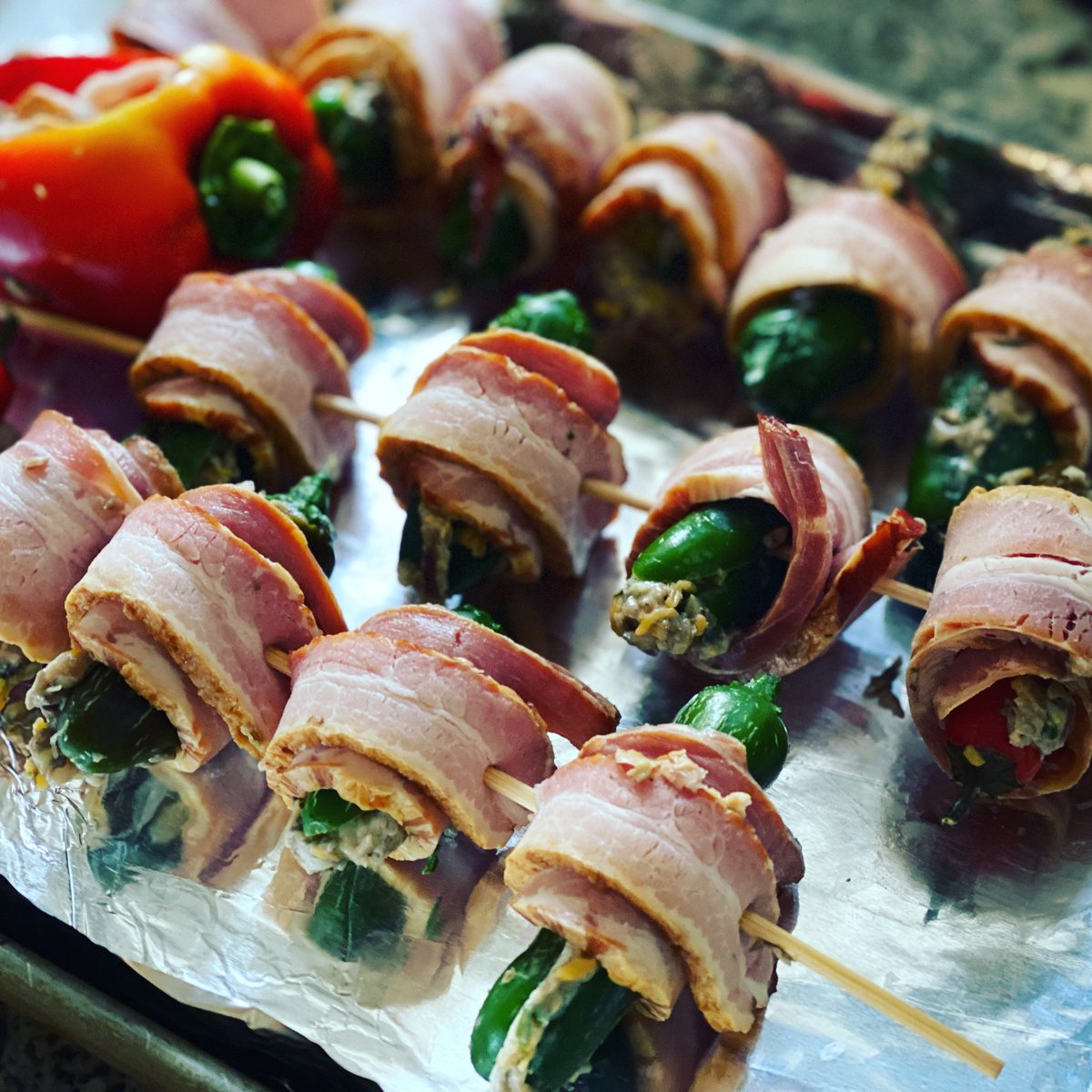 funfeasts's tweet image. When your garden gives you lots of jalapeños: add bacon and cheese and take a deep breath.  Spice is nice!