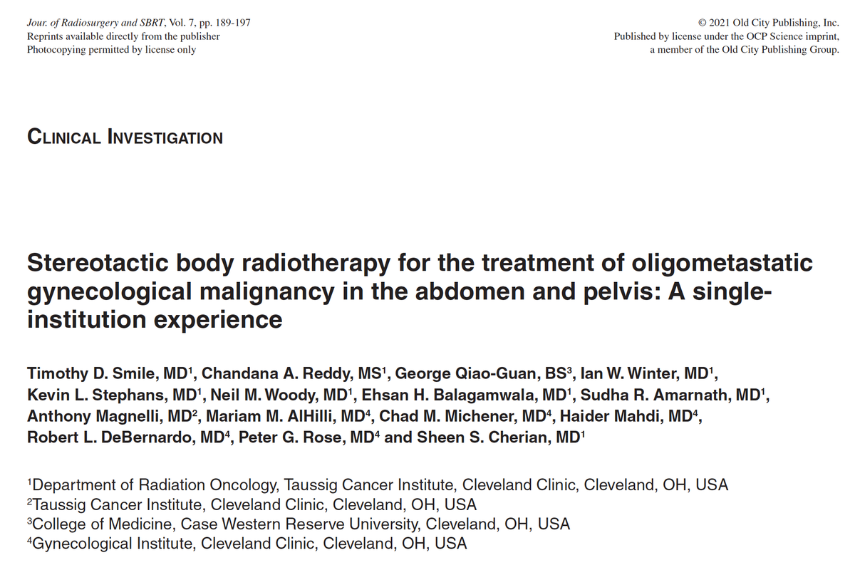 sheencherianMD's tweet photo. SBRT for oligometastatic GYN tumors, a CCF experience #CleClinicCancer @DrJohnSuh @RobDeBernardo @ChadMichenerMD 93% control rates at 24months #radonc @SAmarnathMD @RobertoVargasMD @MMAlHilli #ASTRO_org #ARRO_org https://t.co/TptxUwmNZB
