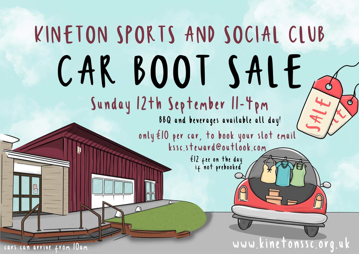 Don't forget this Sunday it's the car boot sale <a href="/KinetonSSC/">Kineton S&SC</a> 11-4pm