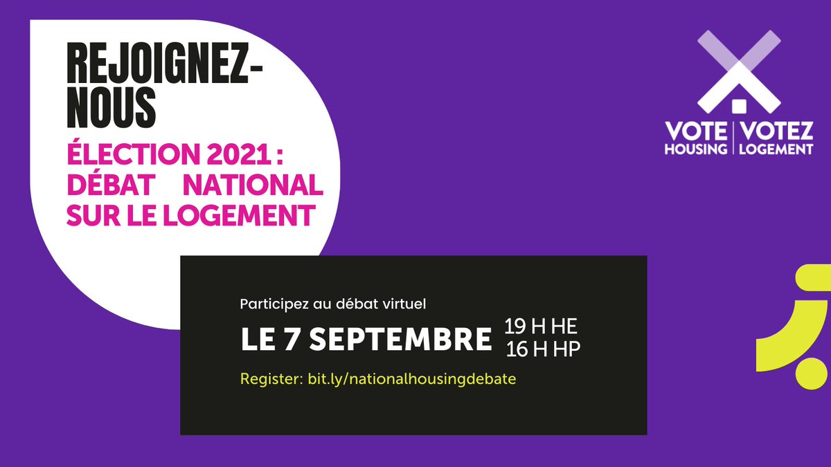 Bientôt !

DÉBAT NATIONAL SUR LE LOGEMENT - Ce soir à 19 h (heure de l'Est) ! 
Inscrivez-vous dès maintenant : us02web.zoom.us/webinar/regist…