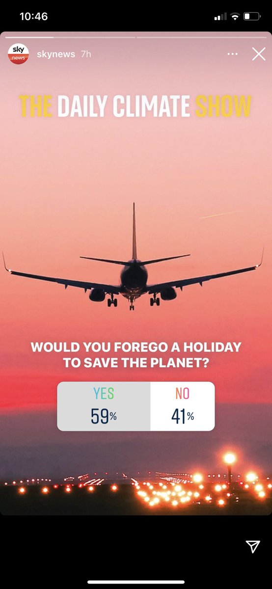 What kind of question is this <a href="/SkyNews/">Sky News</a>?  And who are the people responding no 🙄if you don’t save the planet there will be no holidays, not sure if I’m  more shocked by the question or the amount who responded no. #ClimateEmergency  #ClimateCrisis