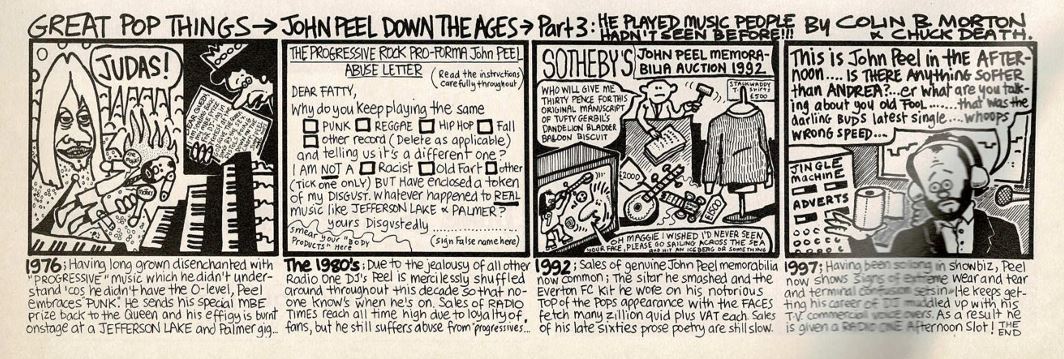 Cartoons of John Peel in the Record Mirror, published on  13th and 20th January 1990 #johnpeel #recordmirror