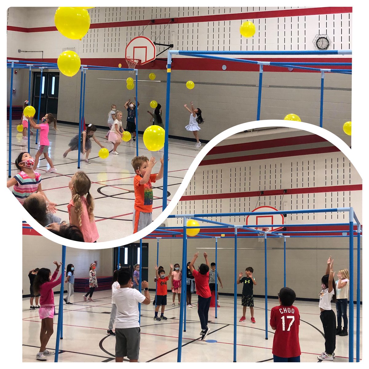 SarahStPE's tweet photo. Aviators are having fun this week with 9 square in the air and balloon volleyball 😍 @AES_Aviators https://t.co/FzQ9d3EzpF