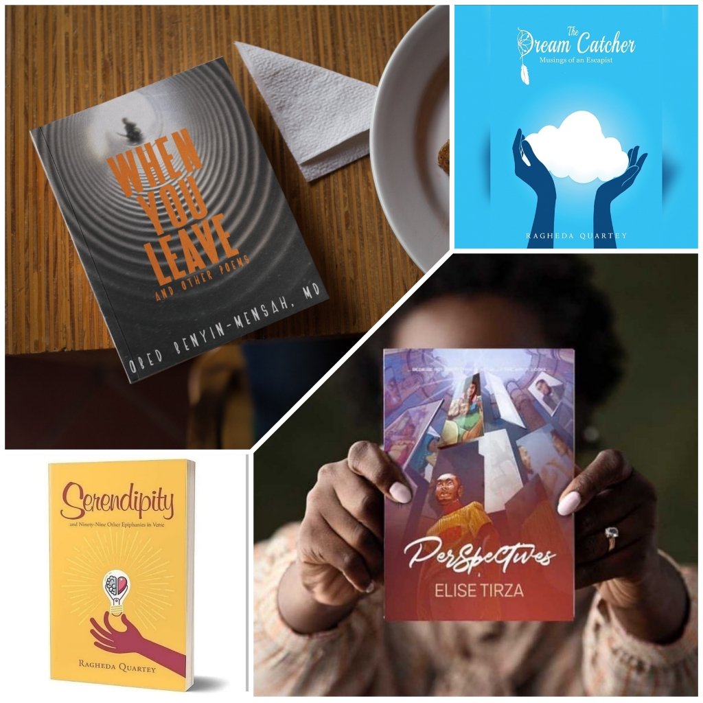 _T_spice's tweet photo. 4 books...authored by 3 KNUST trained doctors who shared a common class...Why won't you grab copies? 

#knust #ghwriters #GWM #whenyouleave 
#Perspectives #Serendipity https://t.co/fxlnNXZf6M