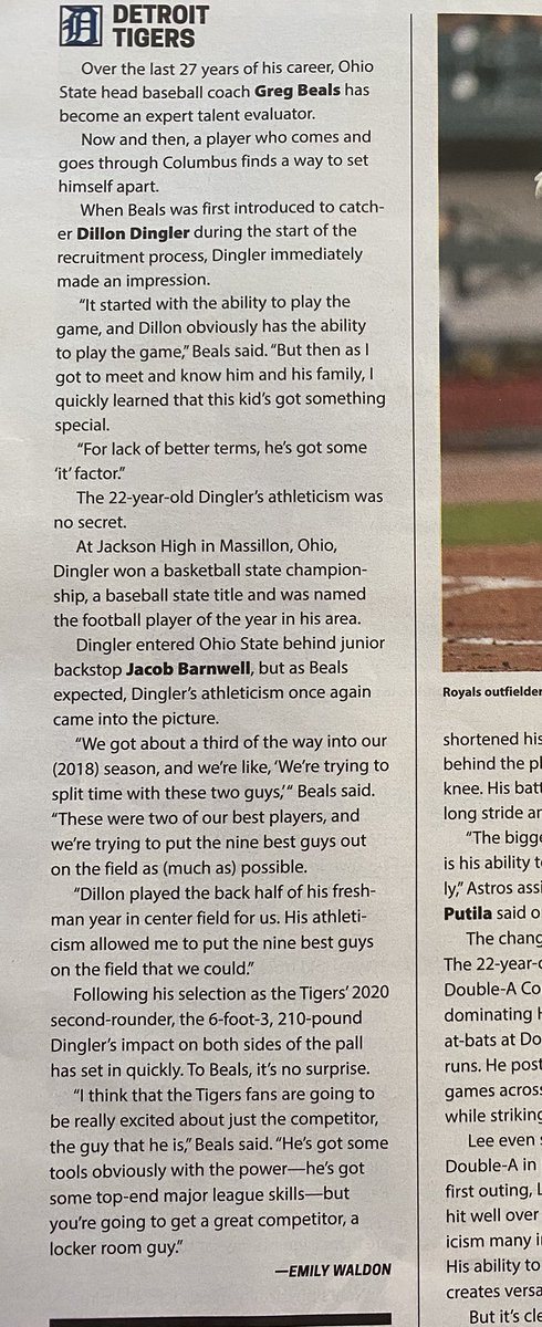 What a great article about @dillondingler17.  Awesome words by Coach <a href="/bealsy9/">Greg Beals</a>. <a href="/JHSbaseball2014/">Jackson Baseball</a> <a href="/PurpleNGoldCrew/">Jackson Basketball</a> <a href="/JHSPolarBearsFB/">Jackson Football</a> all acknowledged in <a href="/BaseballAmerica/">Baseball America</a>! best skills #competitor <a href="/teammate/">s</a> #leader #homegrown <a href="/JacksonLocal_SD/">Jackson Local Schools</a> <a href="/tigers/">Detroit Tigers</a>