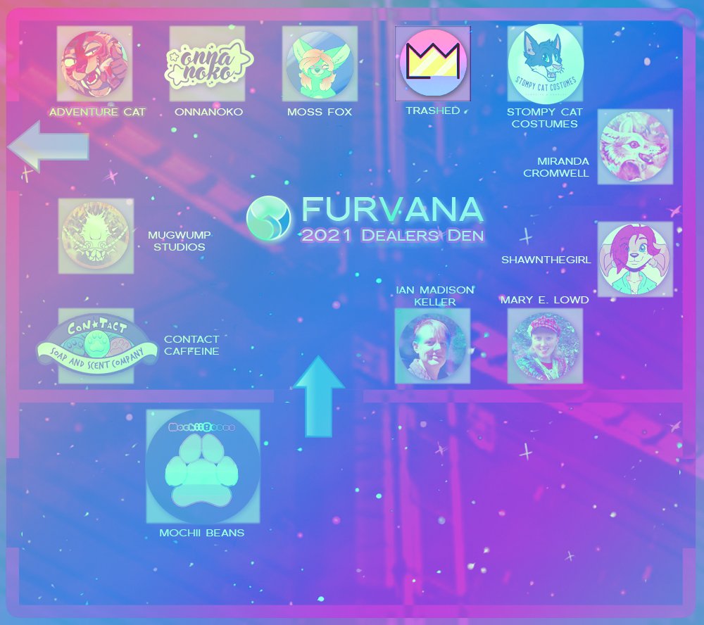 trashed_art's tweet photo. Going to #furvana this weekend? We missed you all! Come by the dealer's den if you have a moment and say hi. We are right across from the #dealersden entrance.
#furvana2021 https://t.co/RHsOOAm7eH