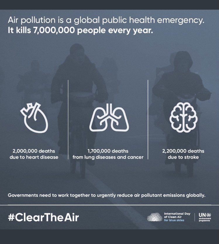 CLAUDIA__TV's tweet photo. #WorldCleanAirDay 7million+people die per year because of bad Air quality which are the same contributors to #ClimateCrisis #healthcrisis #HealthyAirHealthyPlanet #cleartheair https://t.co/SGA6E0TpIy
