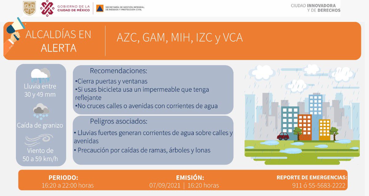 AlcaldiaMHmx's tweet photo. #MHInforma ⚠️ se activa la #AlertaNaranja ante la aproximación de más nubes asociadas a tormentas a la demarcación https://t.co/XLusyiXumE