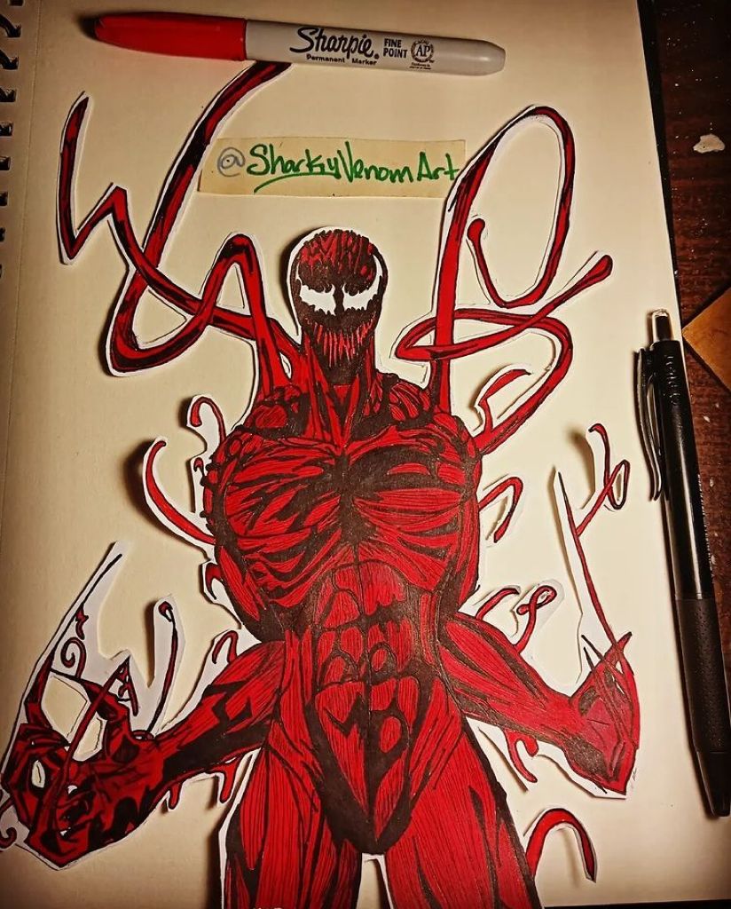 SharkyVenom's tweet photo. Carnage full colors ❤

#carnage #marvelwip #commission #sharkyvenomart #sharkyvenom #marvel #crayolalatam #sharpies #Sharpie #penballdrawing #ink #venom #venom2 #venommovie #comics #red #Spiderman #spidermanseries #sharpieart https://t.co/FBwlQDtkXL