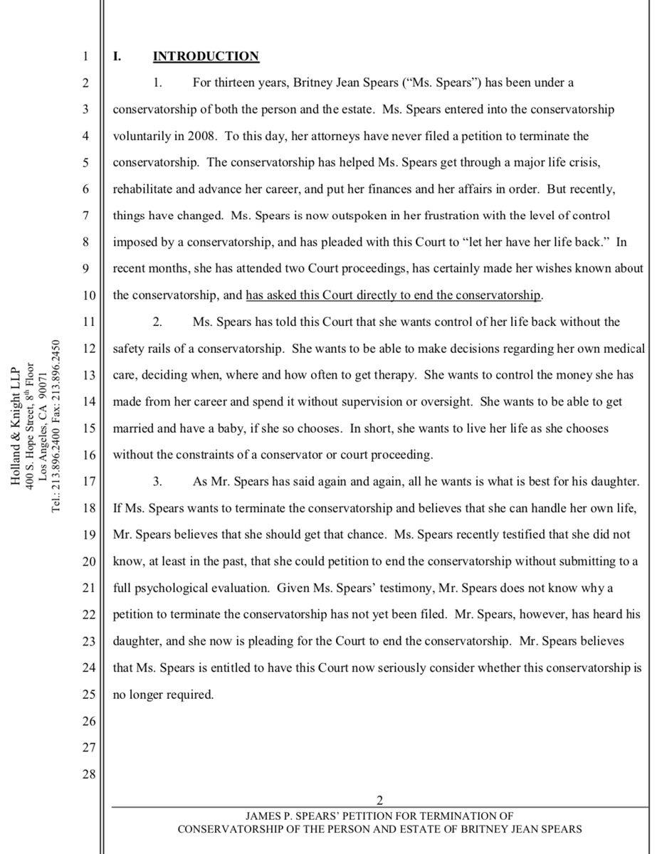 notedyourhonor's tweet photo. 🚨🚨 BREAKING: JAMES P. SPEARS’ PETITION FOR TERMINATION OF CONSERVATORSHIP OF THE PERSON AND ESTATE OF BRITNEY JEAN SPEARS🚨 🚨 #FREEBRITNEY https://t.co/8t5q7dBSqY