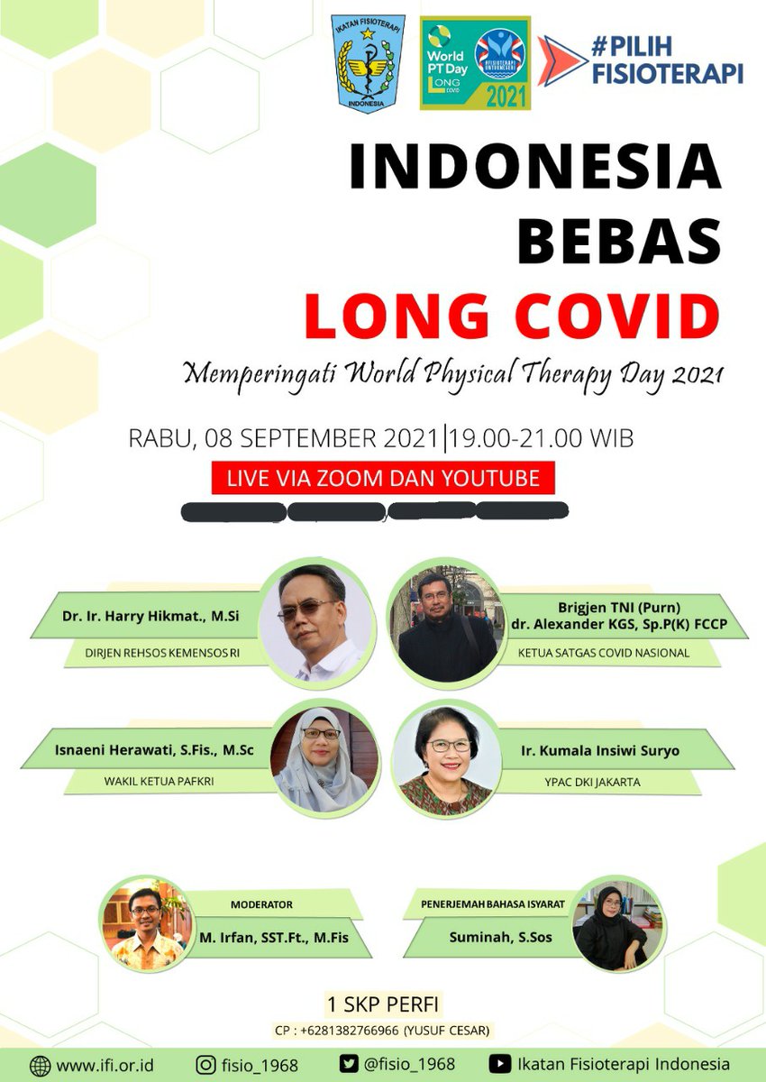 fisio_1968's tweet photo. What's more insteresting in World PT Day 2021 in Indonesia? 
Talking about Long Covid? 
Let's hear the collaborration expert says about #LongCovidFisioterapi 
Join our Youtube channel Ikatan Fisioterapi Indonesia
@WorldPhysio1951 @KemenkesRI @KemensosRI @Kemenparekraf https://t.co/4CVabrLq4z