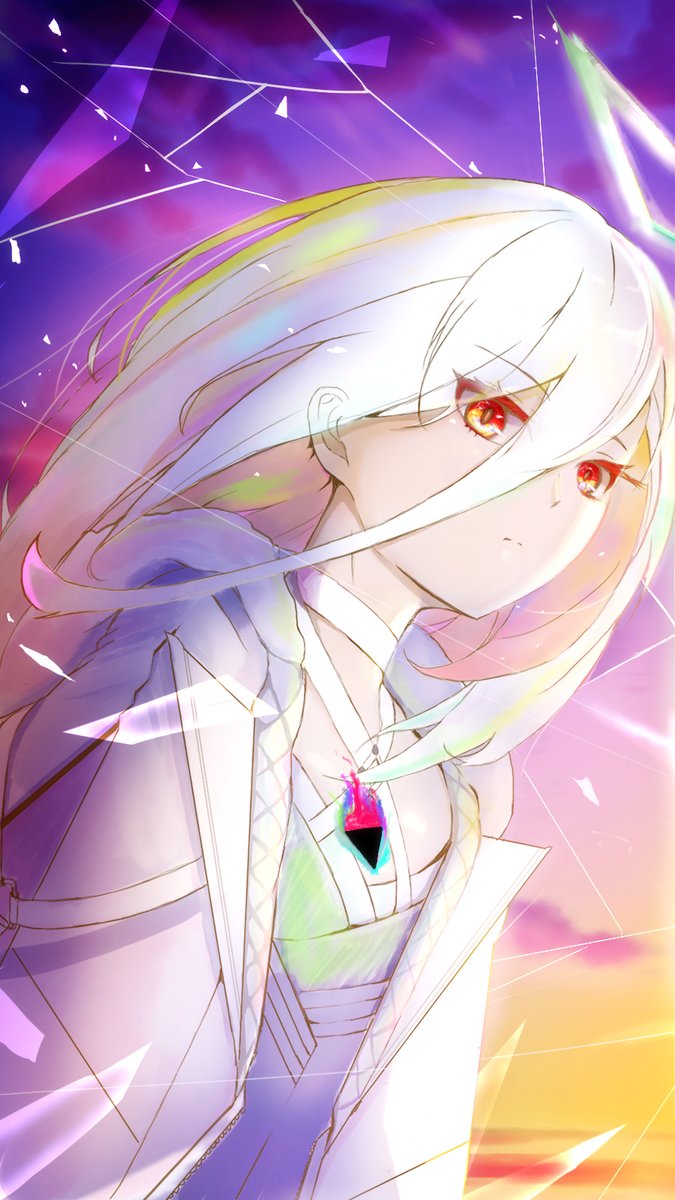 white hair solo long hair 1other androgynous rainbow hair hair between eyes  illustration images
