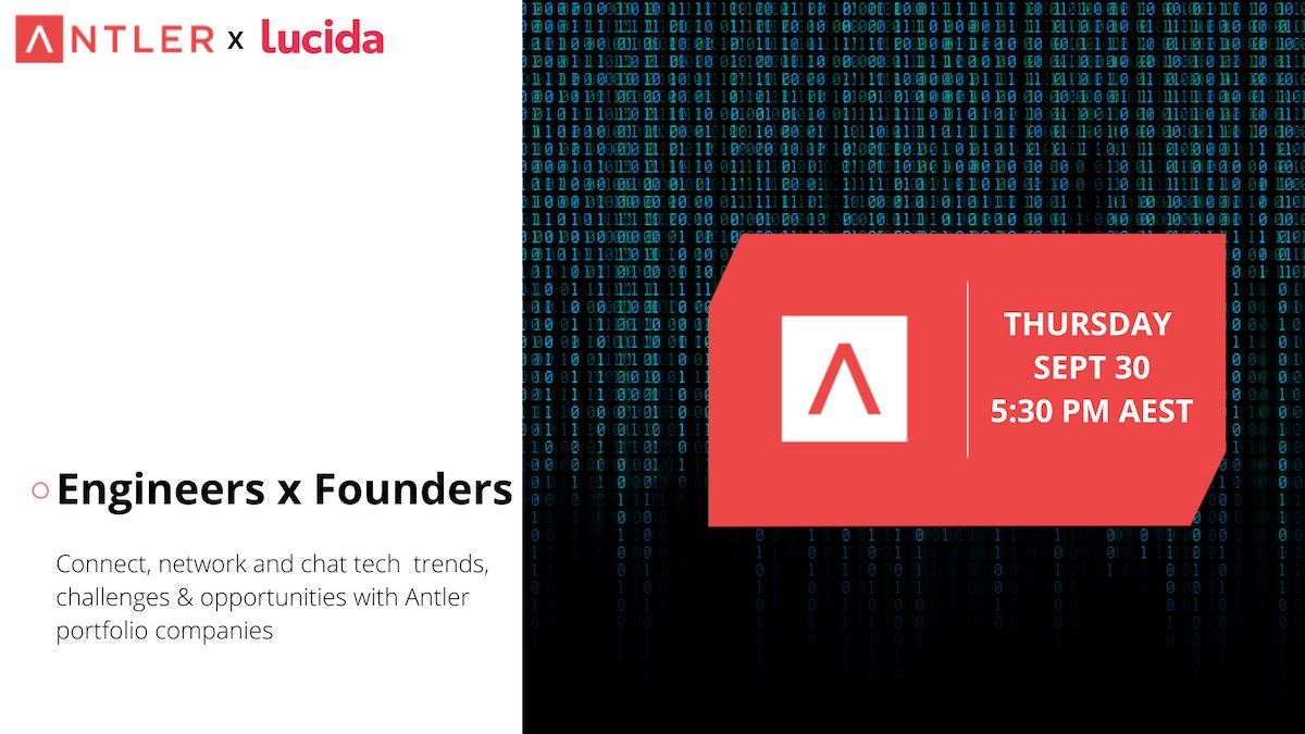 Lucida_Co's tweet photo. Lucida is partnering with @AntlerGlobal to bring you an awesome opportunity. 

Join us online on Thursday, Sept 30 @ 5:30pm for the Engineers x Founders roundtable discussion. You don’t want to miss this. Register here: https://t.co/nzOZbDwHmP https://t.co/zGIMSnjhnr