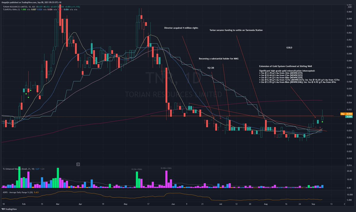 tsunoda_jj's tweet photo. $TNR #gold explorer. Clear resistance at 30 but 1 quarter of funding as per last quarterly. https://t.co/LMr9vlzyP0