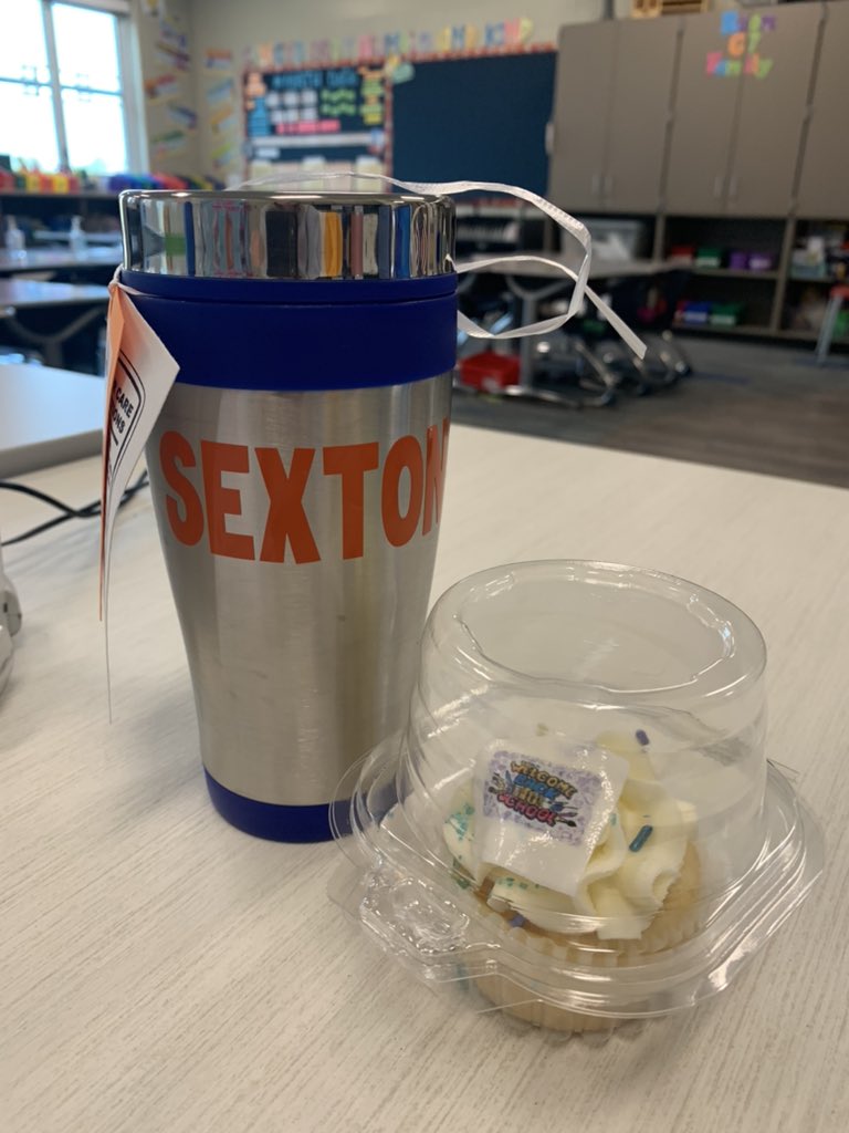 ms_sexton_'s tweet photo. Happy 1st day of school! Excited to teach 2nd grade this year! Thanks to our awesome PTO for the great surprise this morning! 💙🧡 https://t.co/OEAQoMyDzd