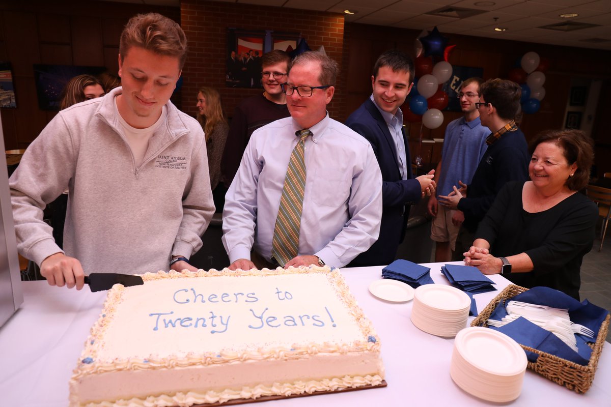 SaintAnselm's tweet photo. Happy 20th birthday to the New Hampshire Institute of Politics! 🥳🎂 We were so excited to celebrate @nhiop for twenty years of educating, engaging, and empowering citizens in the American political experience. 

Learn more: https://t.co/eqAkKsXCvl

@NeilLevesque @NHIOP_Ambs https://t.co/hVGyq907OY