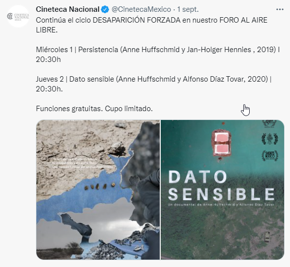 rfagoaga's tweet photo. Alfonso Díaz Tovar, quien agredió a una colega antropóloga de manera física y emocional, presenta su documental en ciclo de desaparición forzada de la @CinetecaMexico y es parte de la muestra oficial de la @FICM
¡No me jodan! ¡Una burla para las víctimas! https://t.co/LDvndDPNMC