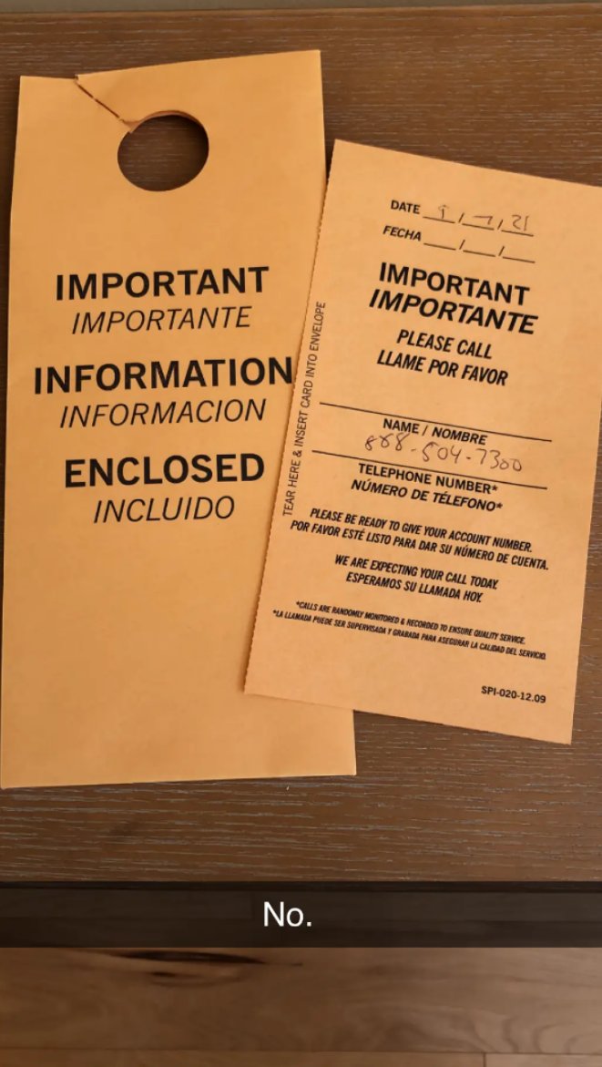 GonnaSlate's tweet photo. @pleasantgreen have you covered these kind of scams? Someone left this on my sister's door. https://t.co/hi0Cq50Fz9