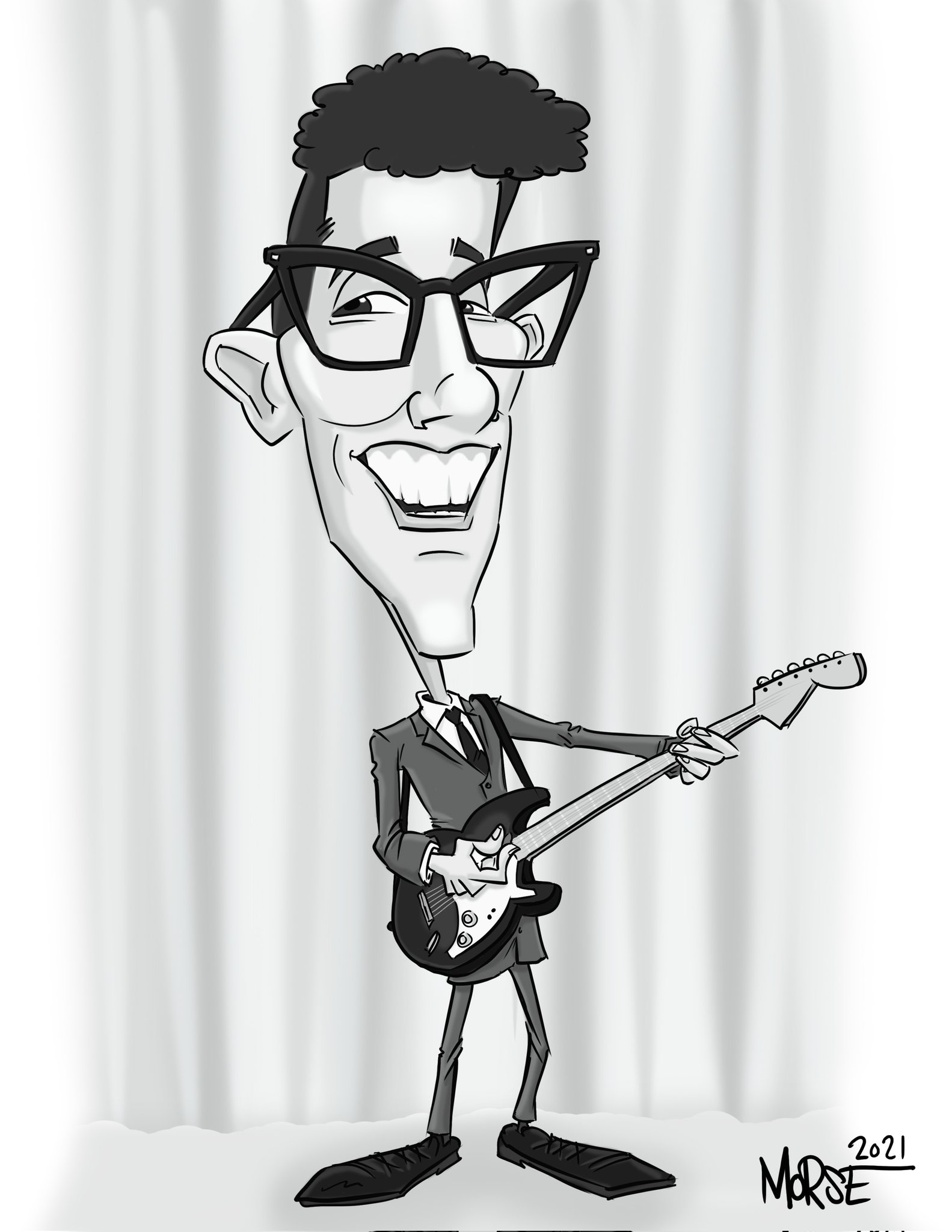 Happy Birthday to Buddy Holly!  Hey Peggy Sue, why not message me about getting a caricature? 