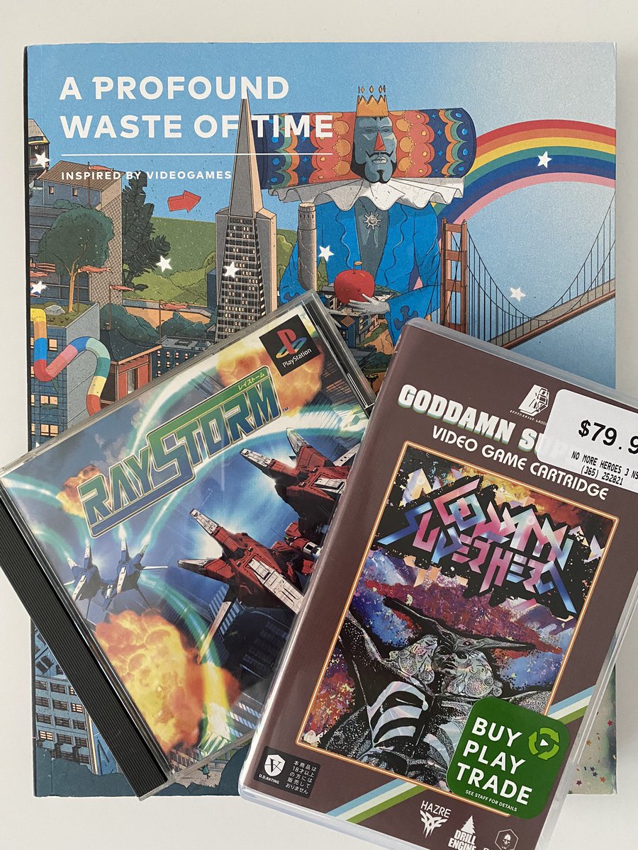 american80s's tweet photo. That’s some damn fine mail today 🙏 #taito #suda51 #nomoreheroes3 #APWOT #videogames #shmup #PS1  @APWOTmag #travistouchdown #raystorm https://t.co/DNxw8rPAE9