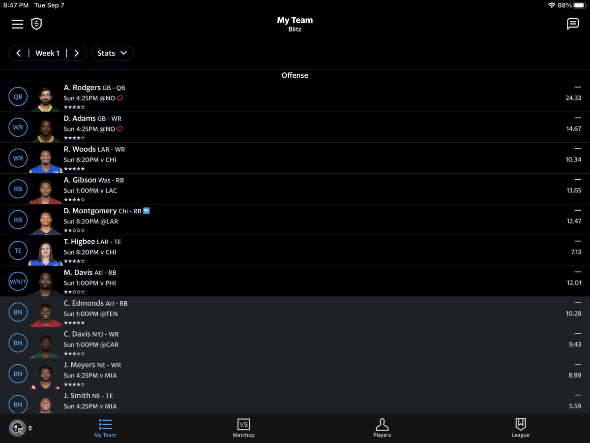 PiTLiFe718's tweet image. Another great draft for your favorite PiT! 
Had the 7th pick and I made it work. 
W or L?   
#YahooFantasyFootball