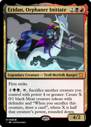 classpectanon's tweet photo. HOMESTUCK ERIDAN EDH COMMANDER he's a vindicate on legs baby HE'S AN ARISTOCRATS ENABLER WITH A DECENT COMBAT BODY he's eridan ampora HE'S HERE TO BE EDGY its MAGIC THE GATHERING ERIDAN AMPORA https://t.co/FhVlewSeMK
