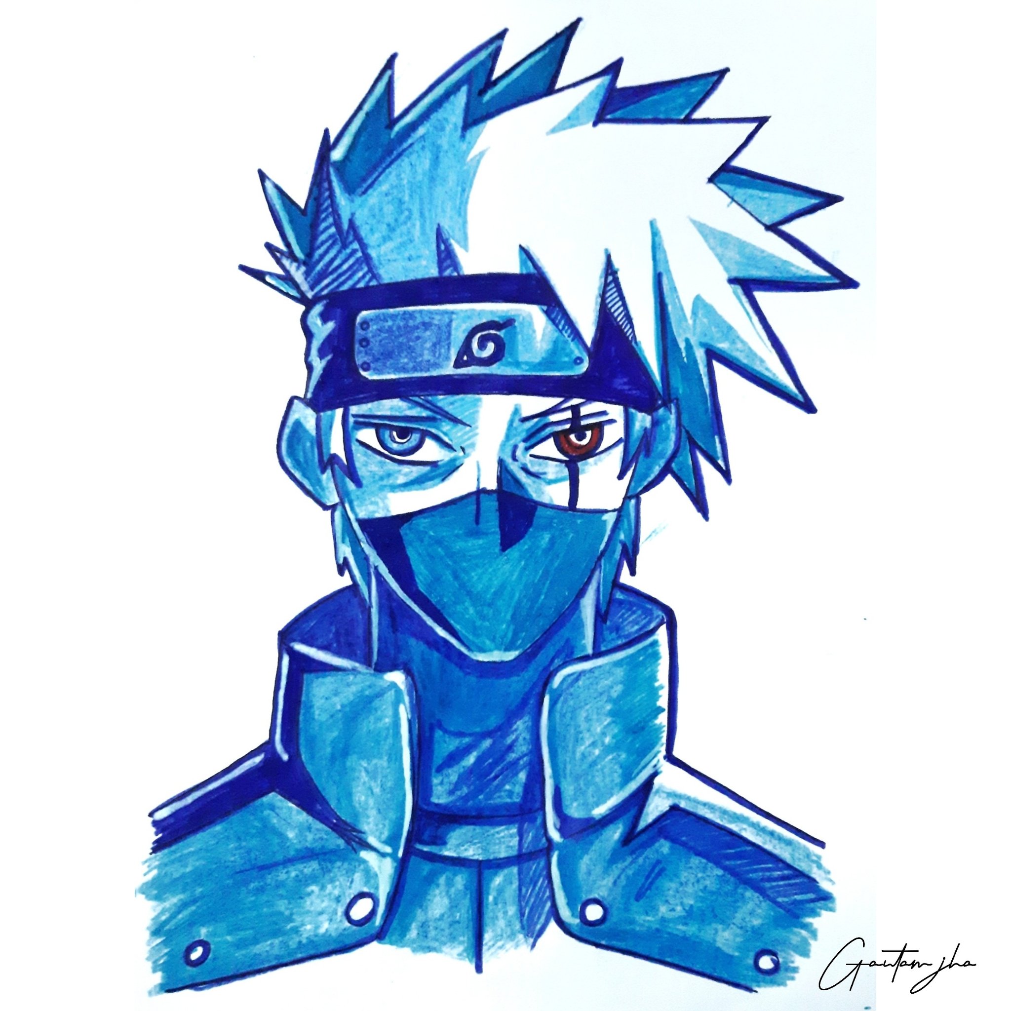 Kakashi Hatake Naruto sketch drawing, Anime sketch, Drawings