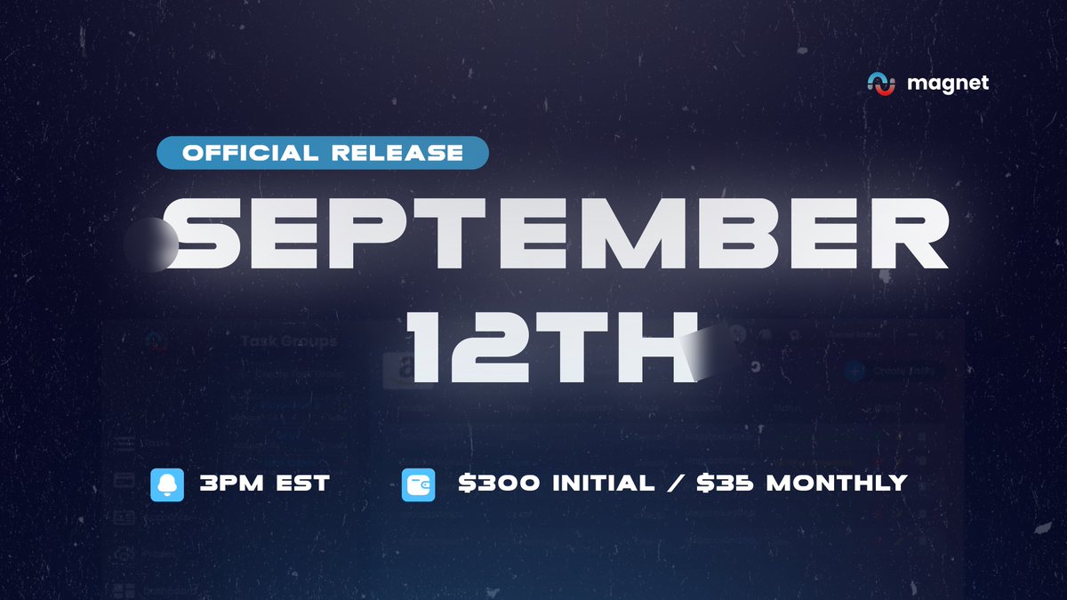 We are thrilled to announce the official release of Magnet AIO will be on September 12th. Thanks to everyone who helped us during the beta period, and we're ready to invite more people to get success with us! ⚡️

RT &amp; Tag A Friend for a FREE Renewal Key. 🎁