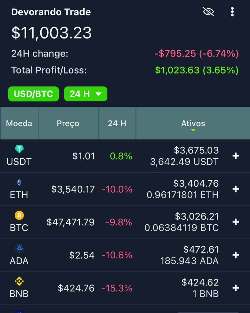 devorandotrade's tweet photo. Dia de forte correção no mercado, mas a gente está como? Com lucro de $1.000 dólares! Venha estudar com a gente no YouTube, link na bio.
#devorandotrade #btc #bitcoin #eth #ethereum #ada #cardano #bnb #cripto #crypto #fibonacci #trade https://t.co/vJwIr0BcHM