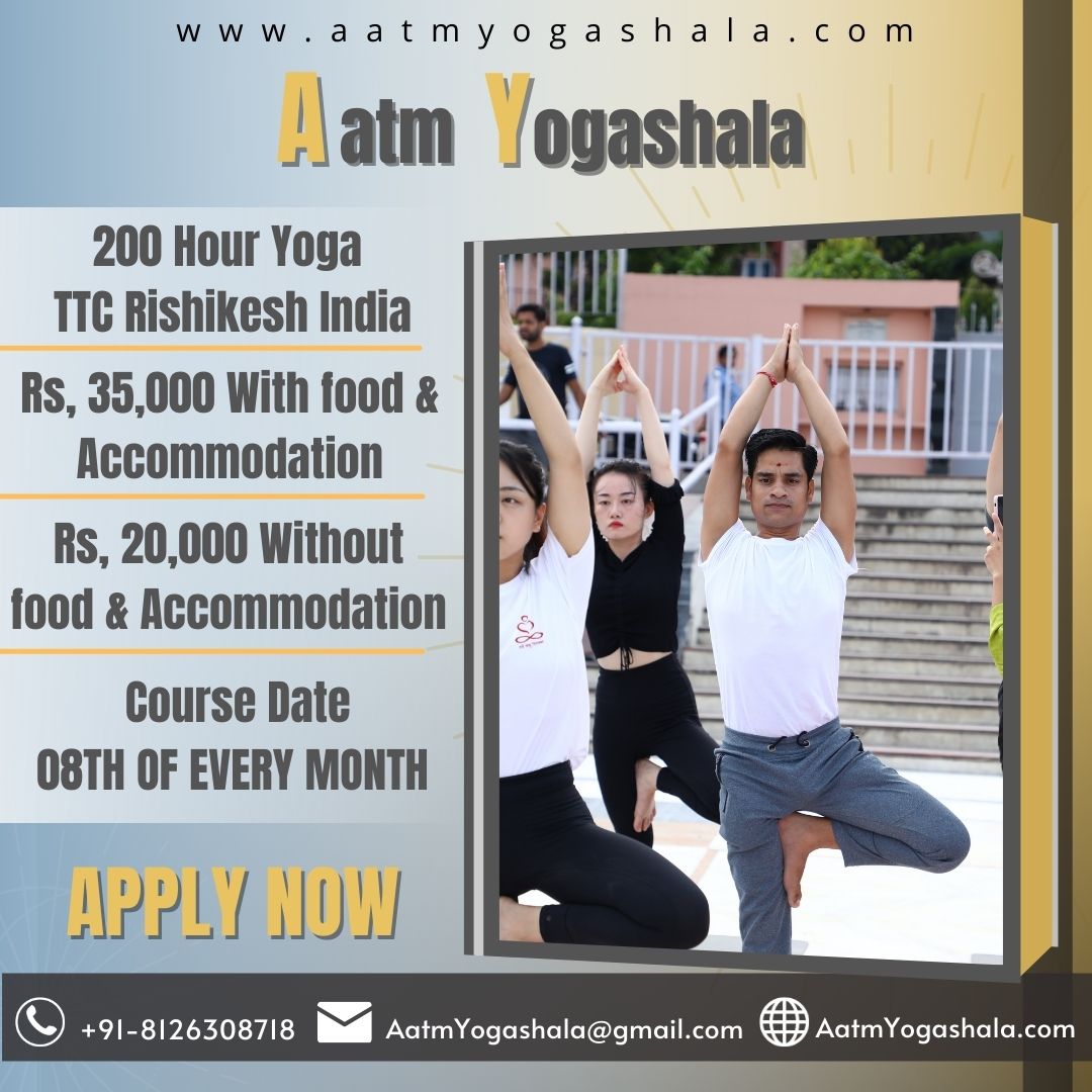 AatmYogashala's tweet photo. YOGA TTC IN RISHIKESH - Become a Certified Yoga Teacher.
COURSE DATE: 08th of every month
FEE:
200 Hour TTC - Rs.20,000 without Food & Accommodation
200 Hour TTC - Rs.35,000 with Food & Accommodation
*DISCOUNT AVAILABLE.
Call OR WhatsApp: +91-8126308718
#200hour #200hourttc https://t.co/0O5d2nTygg
