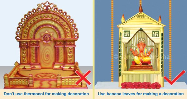 jyotijamagond's tweet photo. Avoid the use of thermocol for making decorative frames.
Thermocol is not biodegradable & its use is harmful for d environment.
🌸Instead, use banana leaves for making a decorative arch. There is more #sattvikta in such structures.
Visit👇
https://t.co/fJgN1RJzVK
#Ganeshotsav https://t.co/2cKvjDk5WW