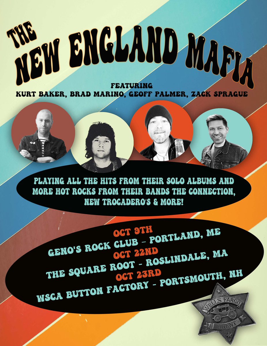 WE GOT SHOWS! @Kurtmiltonbaker - @BradMarino - @_zacksprague_ & I will be playing ALL THE HITS from our solo albums & hot rocks from our bands @TheConnection_ @New_Trocaderos & more in our supergroup, as @StevieVanZandt coined us over on @littlesteven_ug - THE NEW ENGLAND MAFIA!