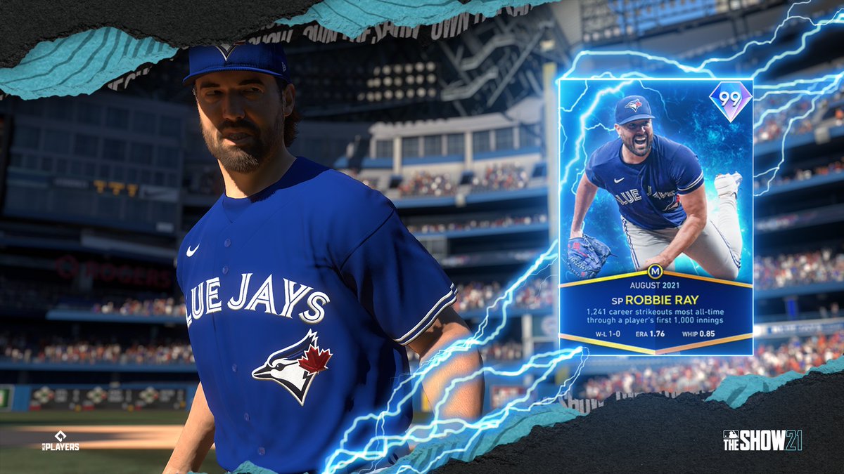 MLBTheShow's tweet image. The August Monthly Awards Lightning Player is ⚡Robbie Ray⚡! 
Earn his 99 💎 today by completing Missions &amp;amp; Moments with August Monthly Awards players as well as August Topps Now players! 
Available today around noon PT.
#MLBTheShow #OwnTheShow