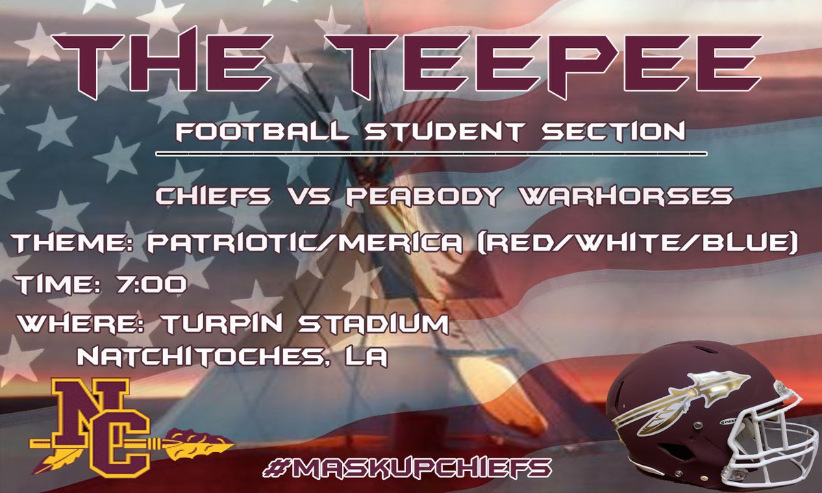 Students!! Tickets for the football game go on sale tomorrow! $5 student tickets will only be available for presale sold during your lunch shift Wednesday and Thursday, tickets will be $10 at the gate! Remember the theme for the Teepee will be patriotic, wear red white and blue!