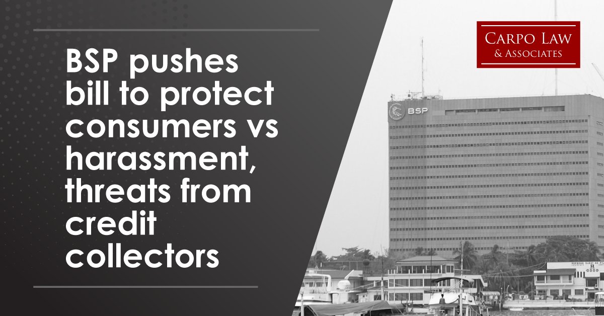 CarpoLaw's tweet photo. The proposed Financial Consumer Protection Act now pending in #Congress will help protect Filipinos from unfair collection practices employed by #creditcard firms like threats and harassment, the central bank said. -Inquirer https://t.co/8HxGtX0IHZ
